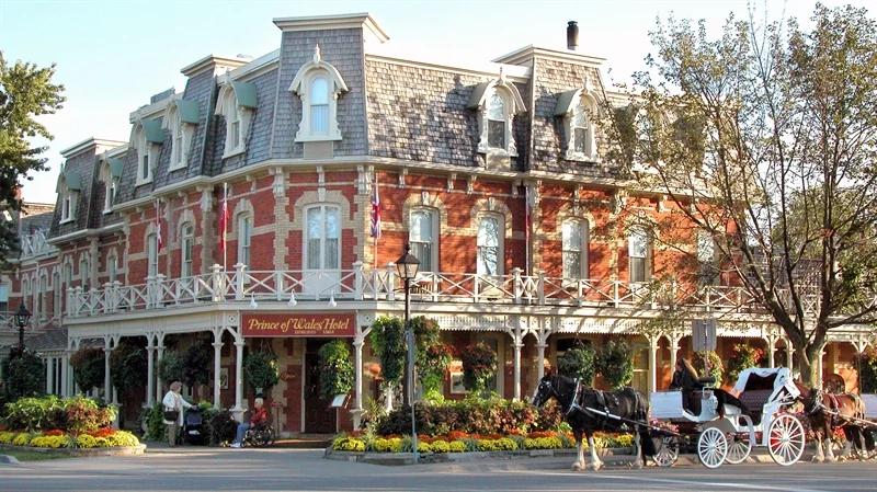 The iconic Prince of Wales Hotel in Niagara-on-the-Lake, a hallmark of the town’s historic appeal.