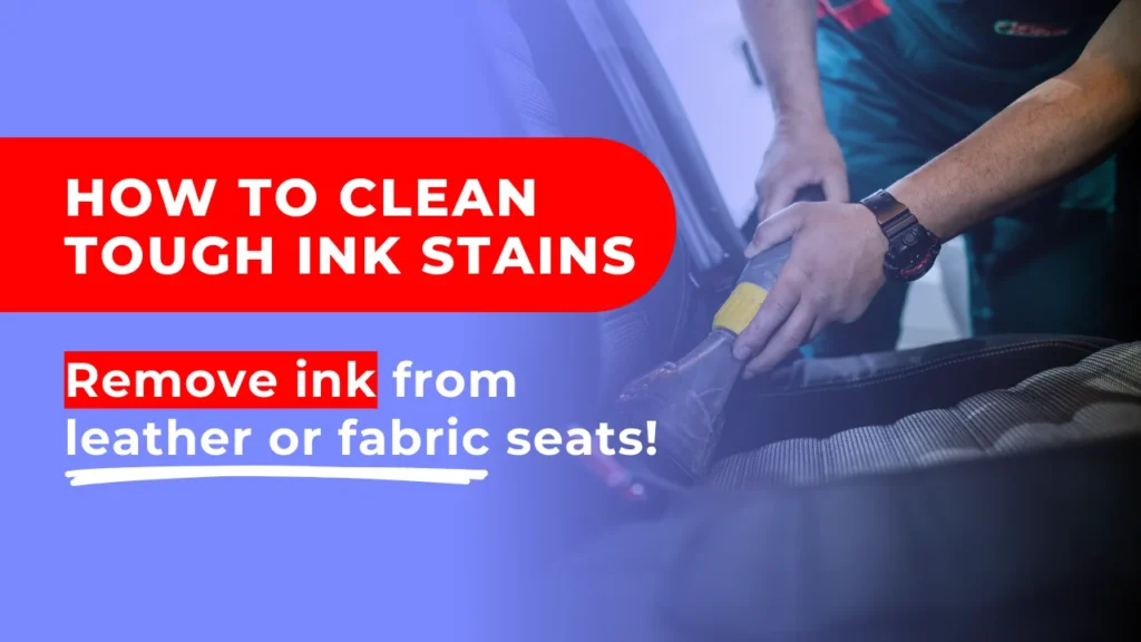 A professional cleaning ink stains from a car seat using proper techniques and tools.