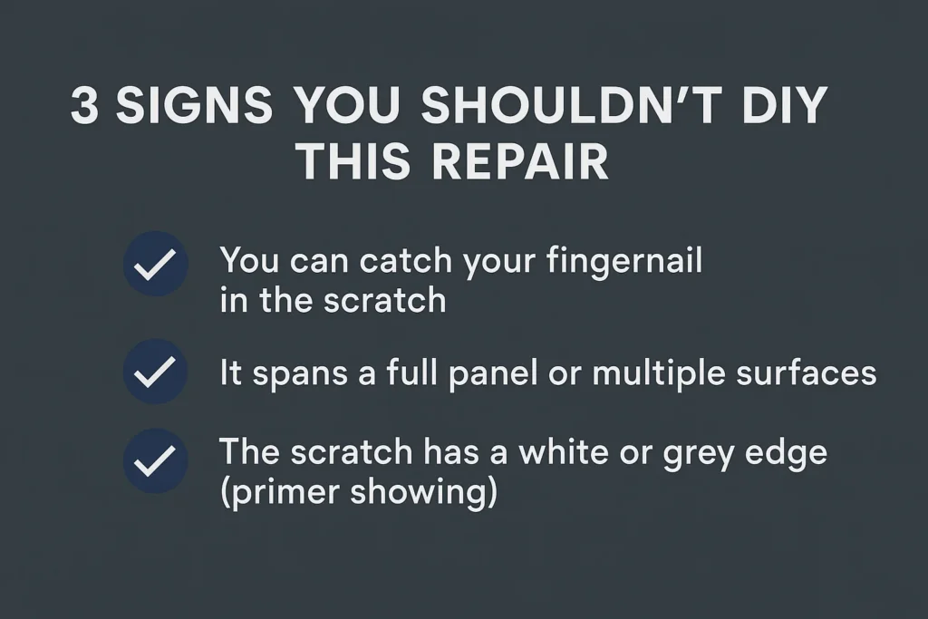 Three warning signs that your car scratch repair needs a professional, not a DIY kit.