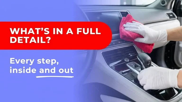 Car detailing vs car wash: automatic wash tunnel beside hand washing with a mitt.