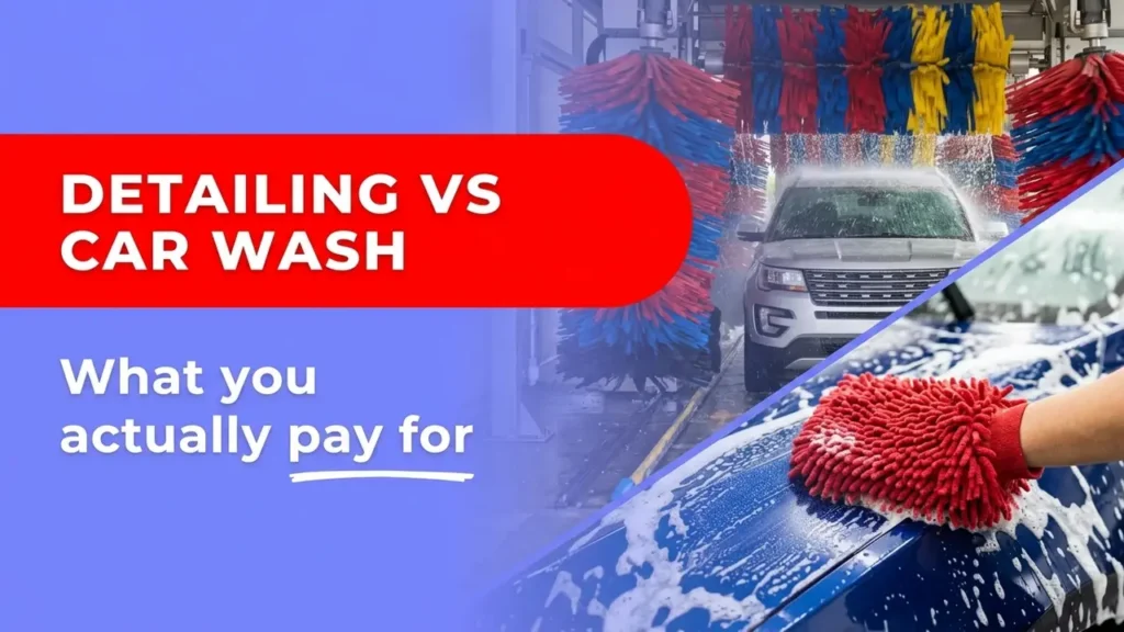 Gloved hands wiping a car dashboard during a full car detail.